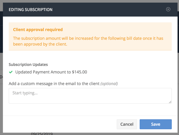 editing amount on a subscription