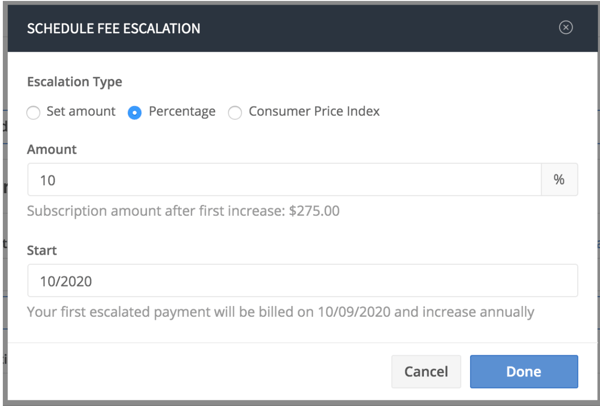 Fee escalation 1