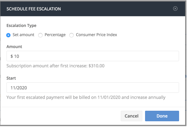 fee escalation