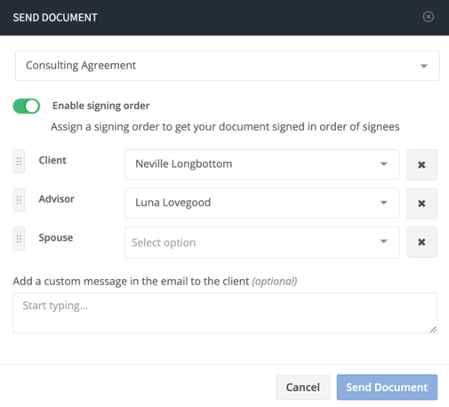 esign feature - manual email