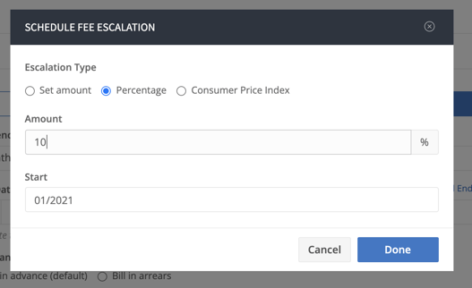 fee escalation screenshot