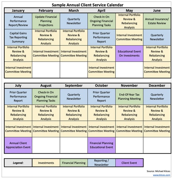 sample client service calendar